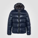 Navy Blue Jacke mit glänzender Kapuze Columbus | Schott NYC®