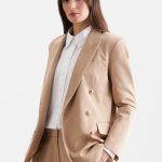 Zweireihiger Blazer mit Pattentaschen aus Baumwolltwill