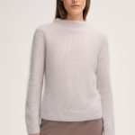Brushed Cashmere Pullover mit Stehkragen in Steingrau 32