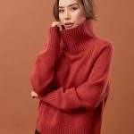 KASCHMIR PULLOVER FÜR DAMEN MIT BREITEM ROLLKRAGEN