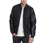 Urban Classics Oldschool Kunstleder Ärmel College Jacke