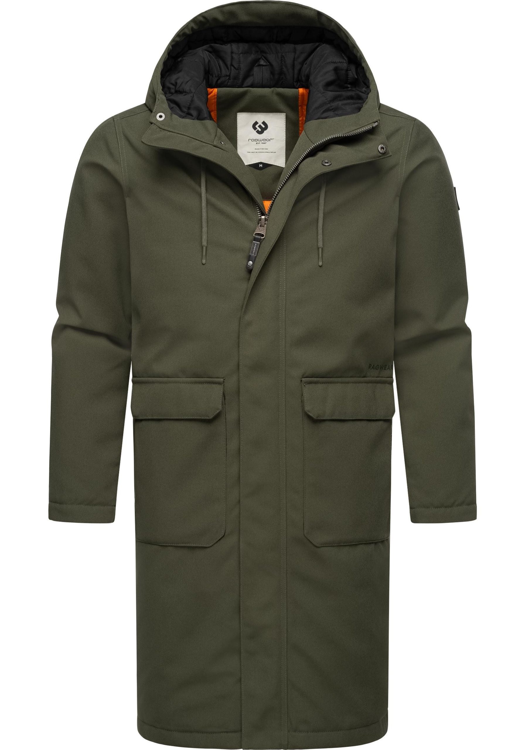 daunenmantel-herren-179udj-1.jpg Ragwear Wintermantel Mr Them Long lange wasserdichte Herren Winterjacke mit Kapuze, Pattentaschen vorne und Reißverschlusstasche innen – Bild 1