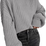 Fauitay Damen Rollkragenpullover, Strickpullover Langarm, Grobstrick Pullover Elegant Winterpullover Oversize Sweatshirt Strickpulli Sweater (S Grau) : Amazon.de: Fashion