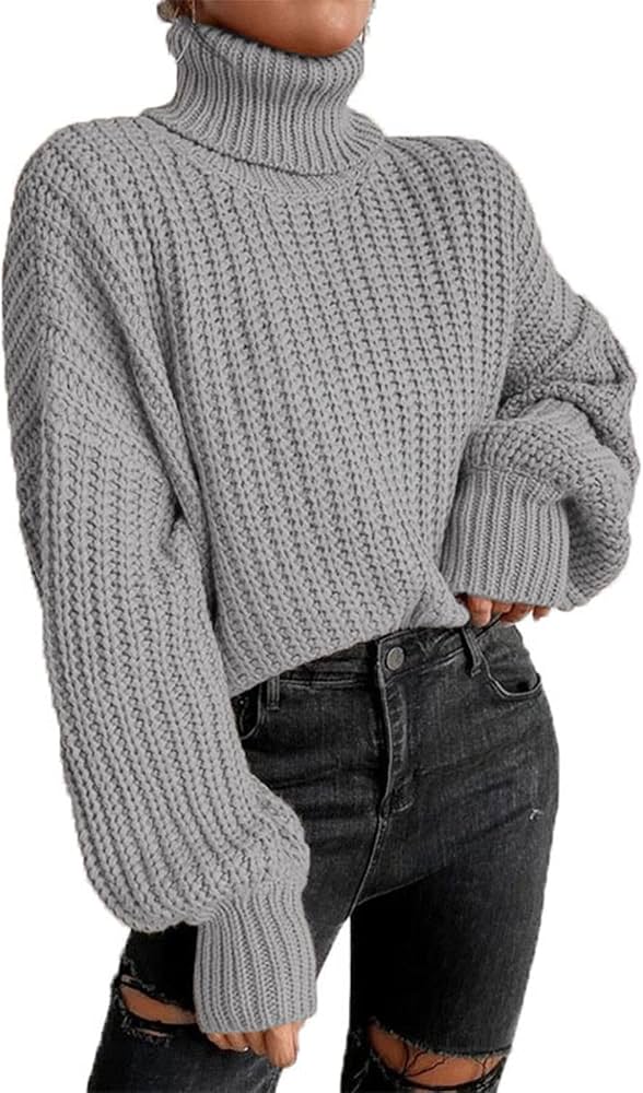 grobstrickpullover-damen-240agy-1.jpg Fauitay Damen Rollkragenpullover, Strickpullover Langarm, Grobstrick Pullover Elegant Winterpullover Oversize Sweatshirt Strickpulli Sweater (S Grau) : Amazon.de: Fashion – Bild 1
