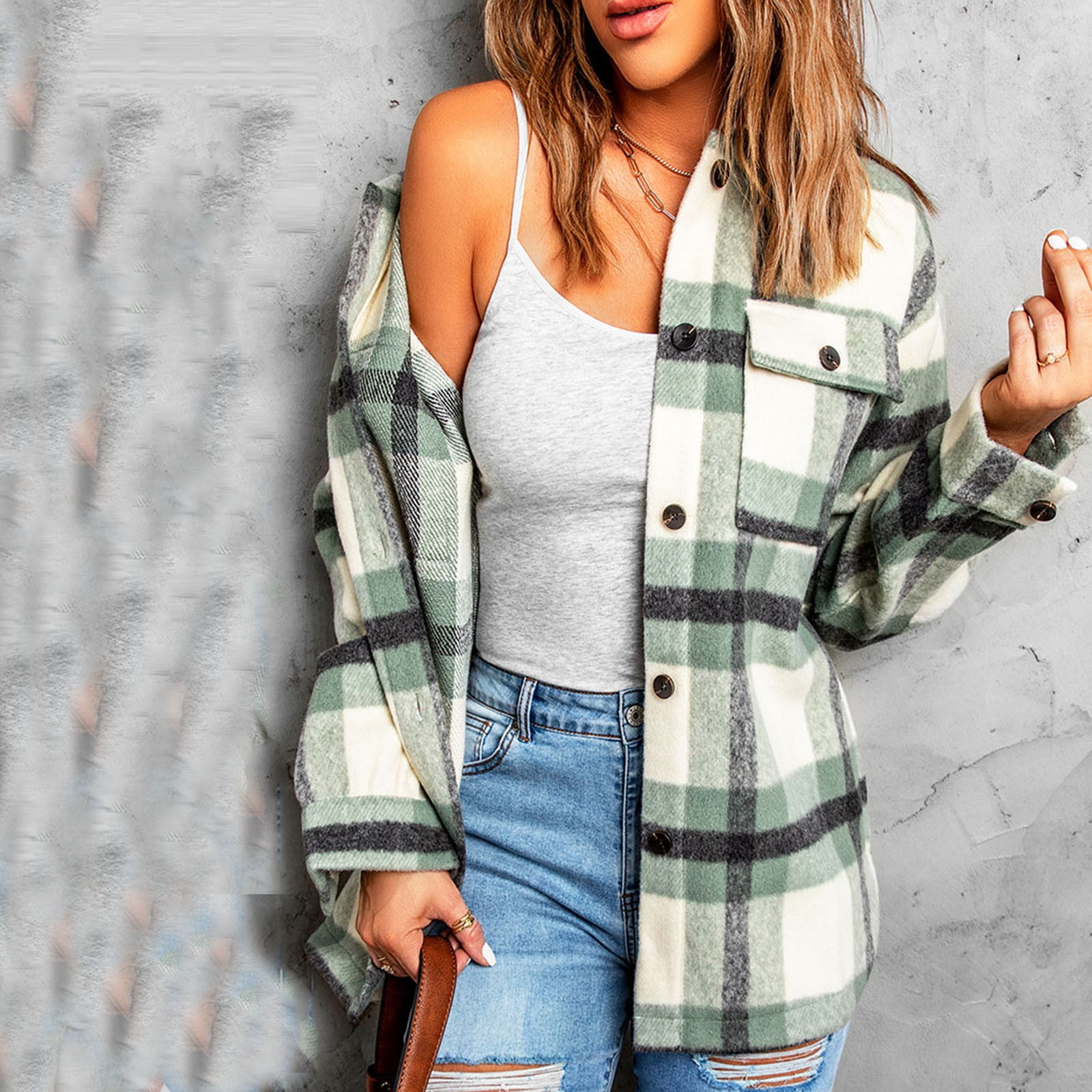 hemdjacke-damen-833uve-1.jpg Jacke Damen Hemdjacke Kariert Grün Tartan Flanell Jacke C&a Shackets Hemdjacke C&a Hemdjacke – Bild 1