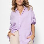 Musselin Bluse oversize, kurz flieder