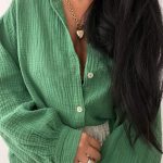 Musselin Midi Oversize Bluse Grün