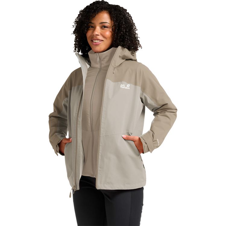 outdoorjacke-damen-702pmc-1.jpg Jack Wolfskin WILD PLACES 3IN1 JKT W Funktionsjacke Damen pale sand im Online Shop von SportScheck kaufen – Bild 1
