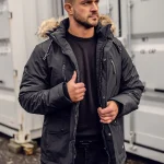 Herren Winterjacke Parka Alaska Schwarz Bolf WX032A