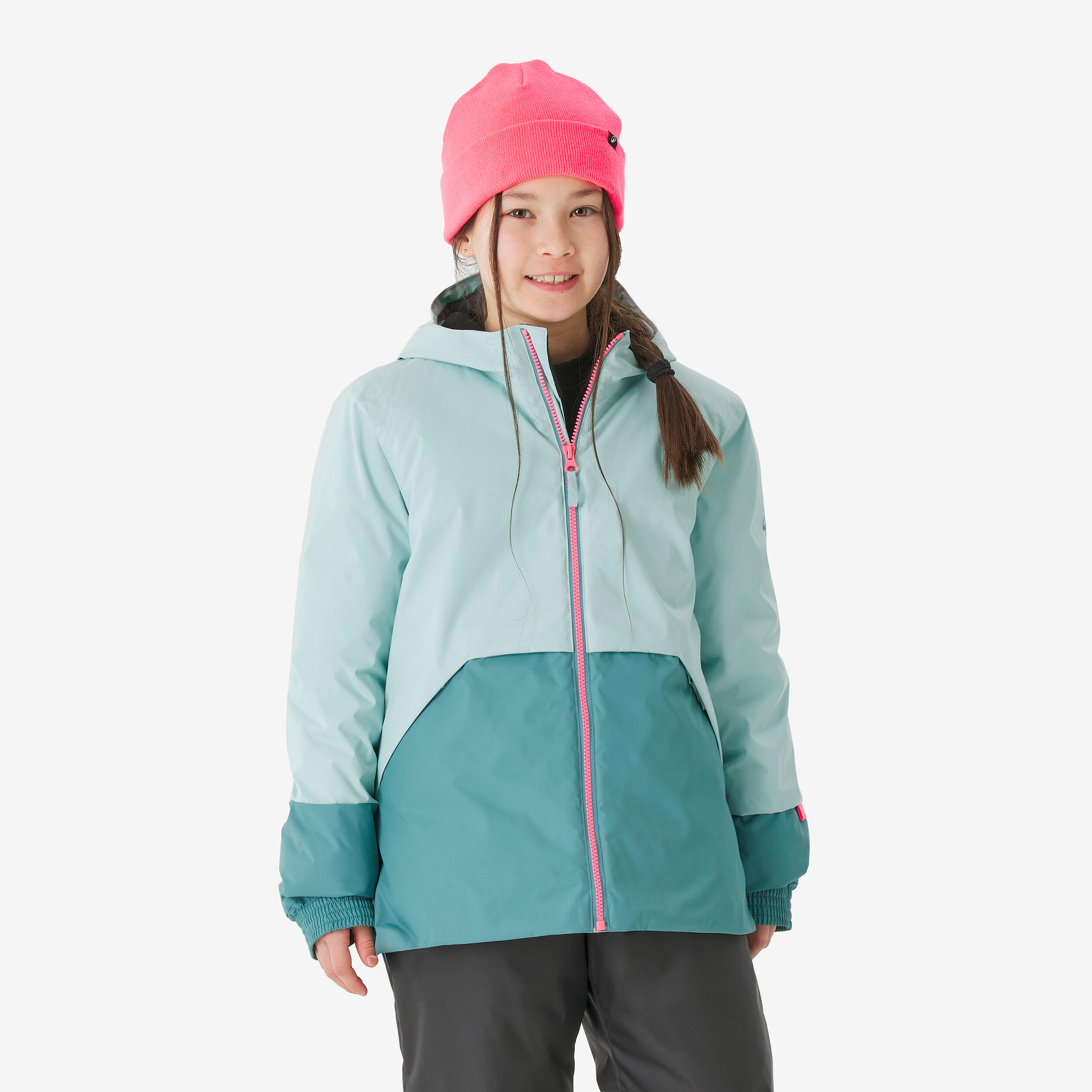 skijacke-kinder-063gzz-1.jpg Skijacke Kinder Mädchen 5–15 Jahre Ski100 türkis – Bild 1