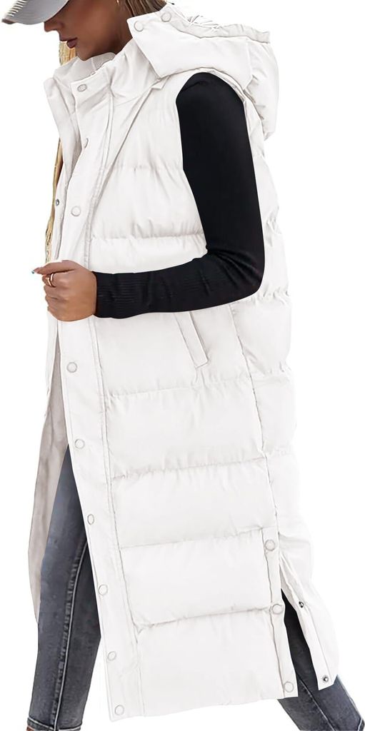 weste-lang-damen-356rim-1.jpg ASKSA Damen Weste Lange Steppweste Weiss 3XL – Bild 1
