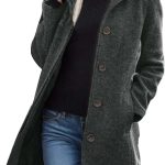 Fulidngzg Wintermantel Damen Lang, Lang Leicht Wollmantel Wolle Schwarzer Trenchcoat Trench Coat Übergang Übergangsmantel Boucle Blazer Herbst Winter ...